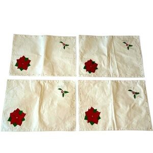 2/$30 Capriware Embroidered Christmas Placemats 100% Cotton Set of 4
